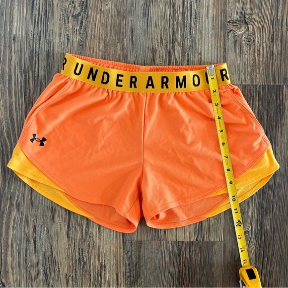 Under Armour Play Up 3.0 Shorts Womens XS Sunset Boulevard Orange Loose Pockets - Picture 5 of 8